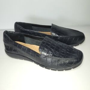 Lifestride Abide Leather Croco Print Casual Slip-On Flats Loafer